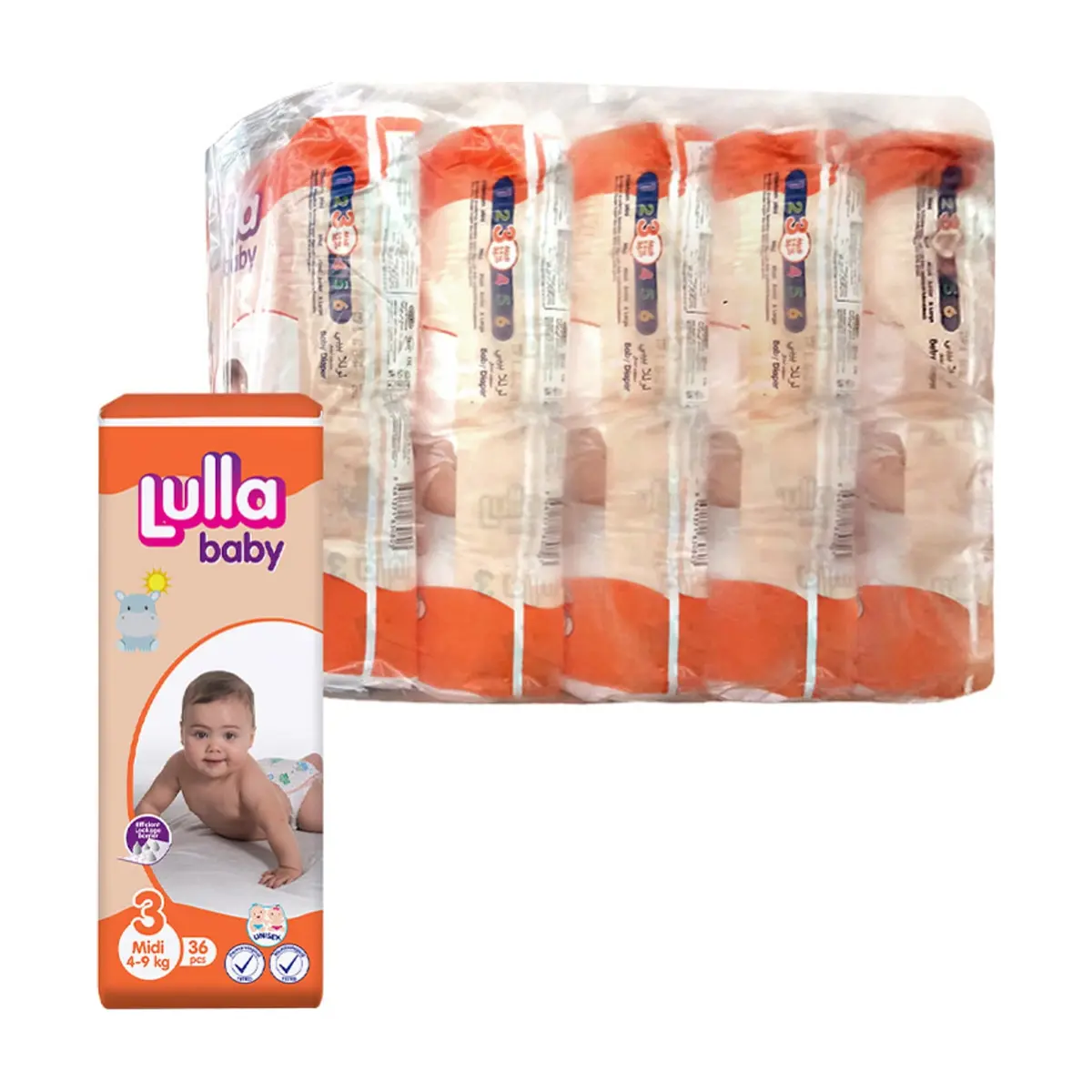 Pañales desechables - culeros - para bebé etapa 3 Lulla Baby Midi (5 x 36 U)