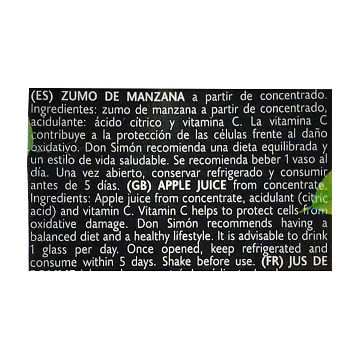 Zumo - jugo - de manzana enriquecido con vitamina C Don Simon (1 L) - Miniatura 3