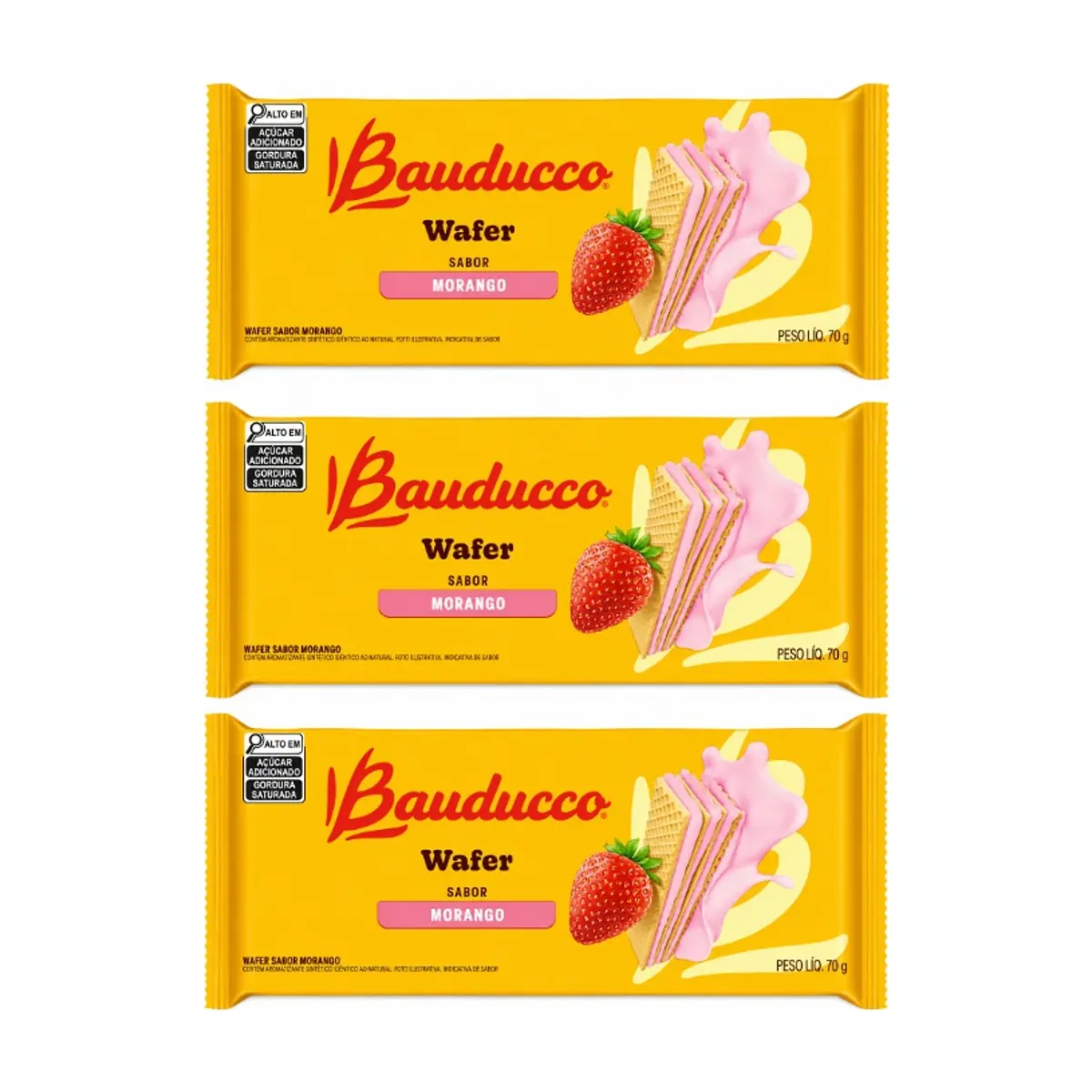 Sorbetos rellenos con crema sabor a fresa Bauducco (3 x 70 g / 2.46 oz) - Miniatura 1