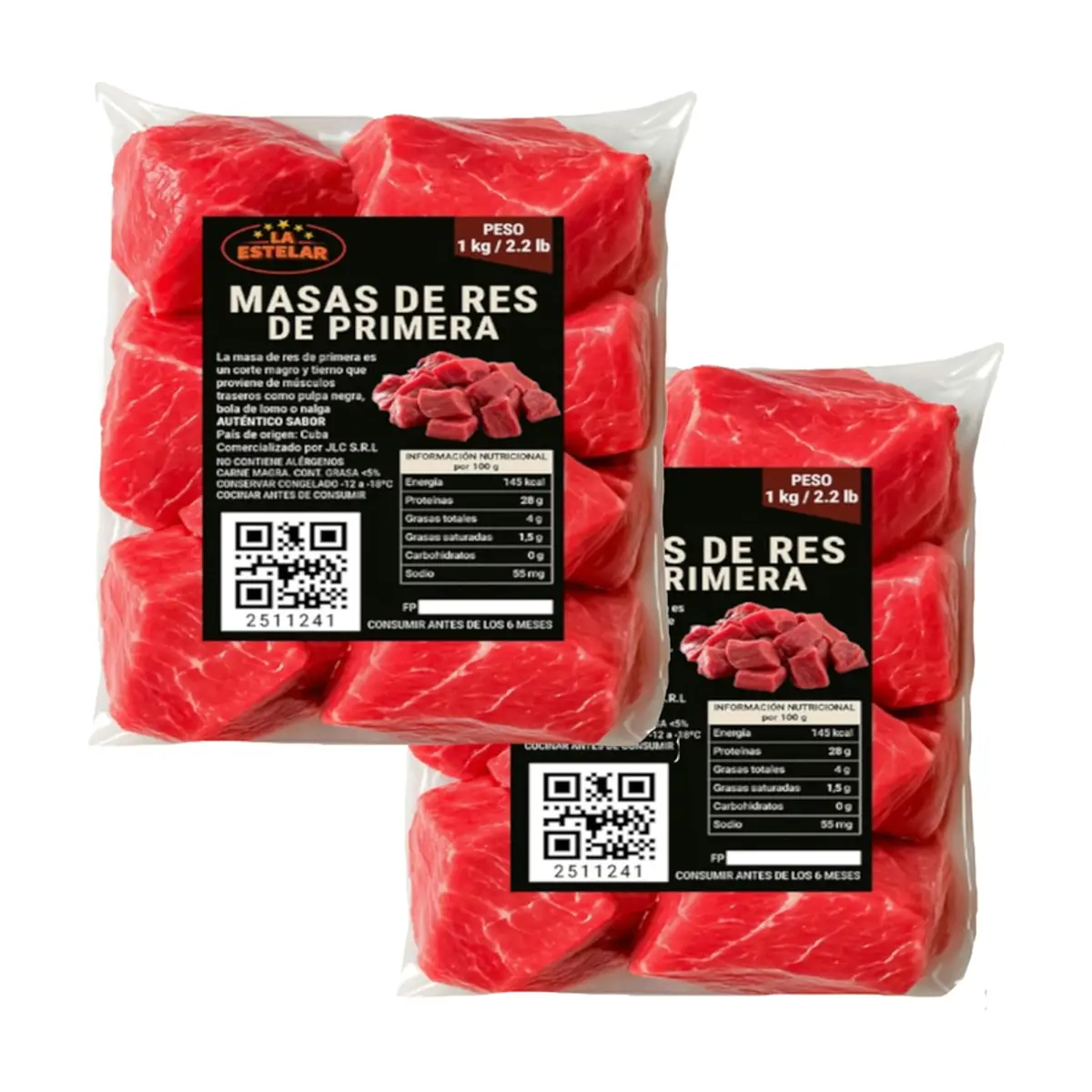 Masas de res de primera La Estelar (2 x 1 kg / 2.2 lb) - Imagen 1