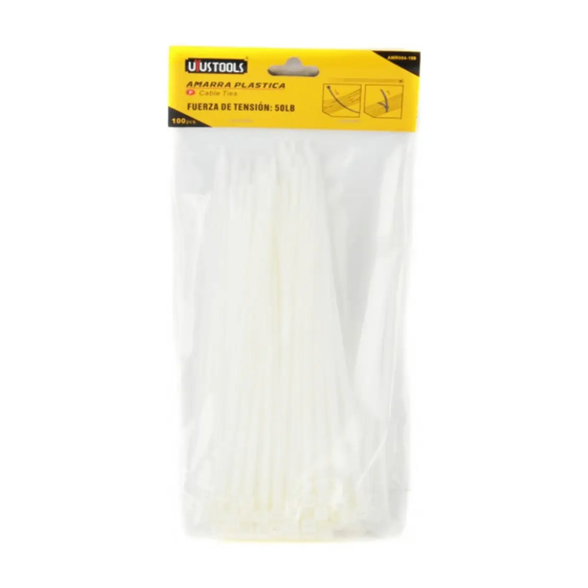 Amarra plástica - bridas o zunchos - blanca 2.5 mm x 160 mm Uyustools (100 U) - Thumbnail 2