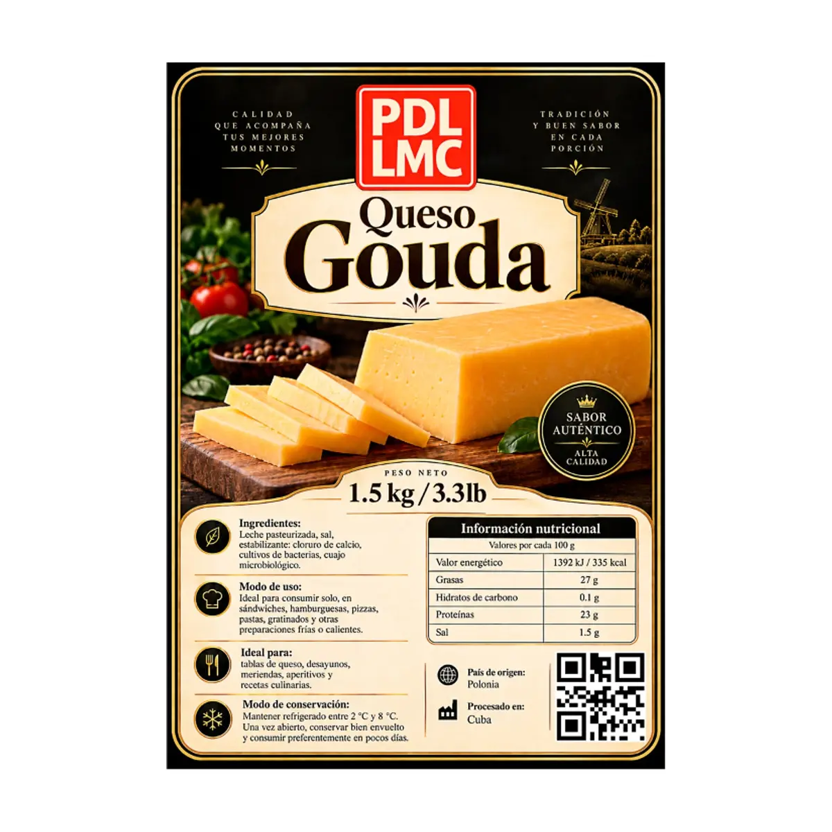 Queso gouda PDL LMC (1.5 kg / 3.3 lb) - Miniatura 4
