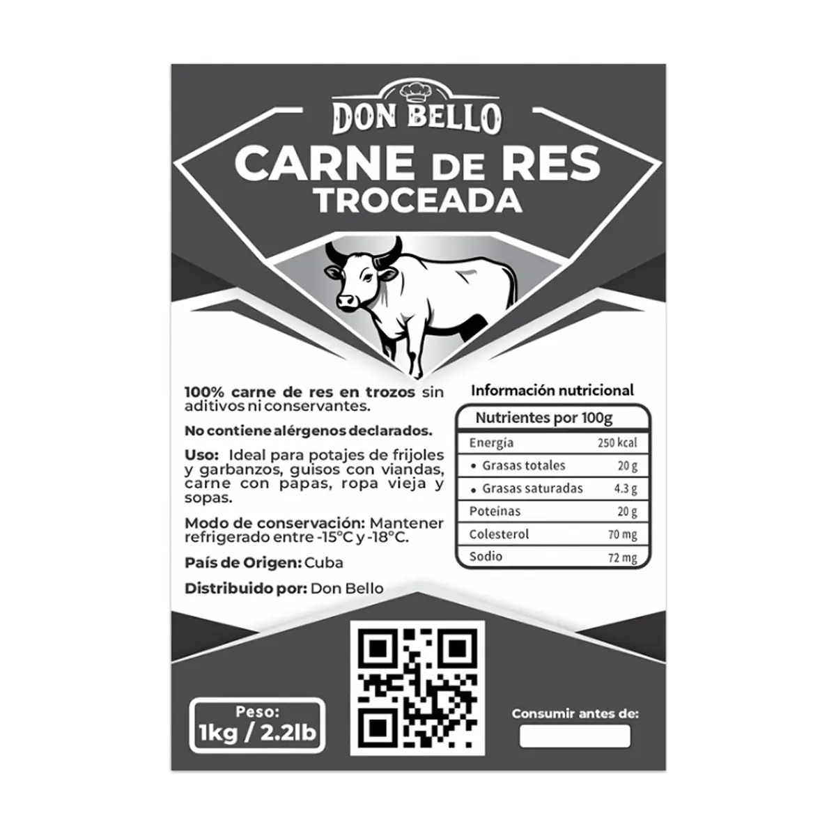 Carne de res troceada Don Bello (1 kg / 2.2 lb) - Thumbnail 3