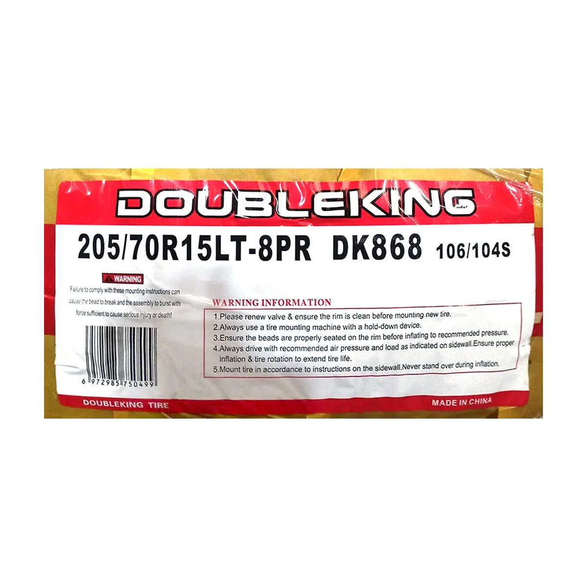 Neumático - goma - para carro 205/70 R15 LT DK868 Double King - Thumbnail 2