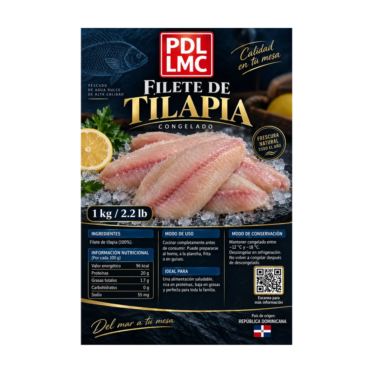 Filete de pescado tilapia congelado PDL LMC (1 kg / 2.2 lb) - Thumbnail 4