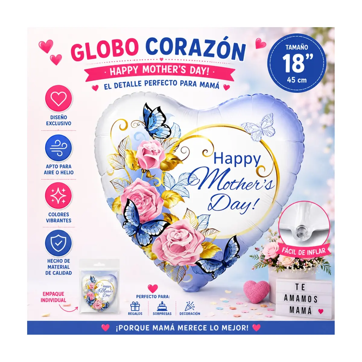 Globo de 17" con Happy mother´s day Balloon - Thumbnail 3