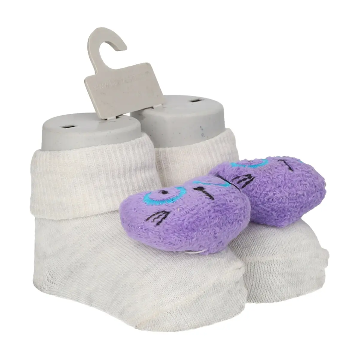 Par de calcetines de color gris con sonajero de peluche para bebé Ayaydin Miroglio - Miniatura 3