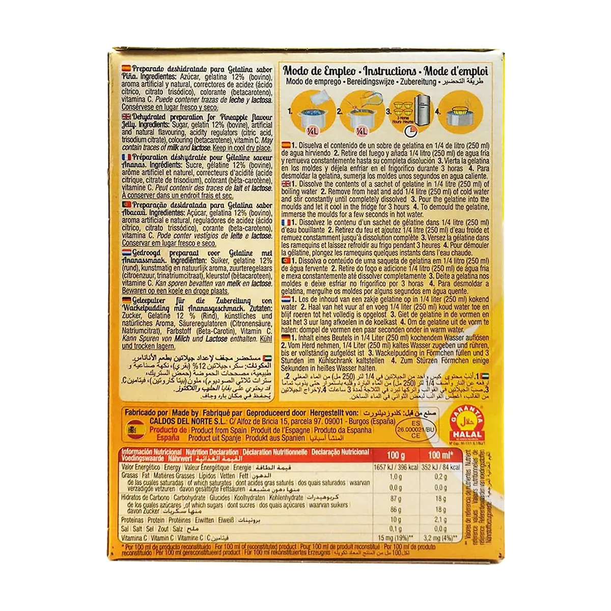 Gelatina sabor piña Calnort (170 g / 6 oz) - Thumbnail 2