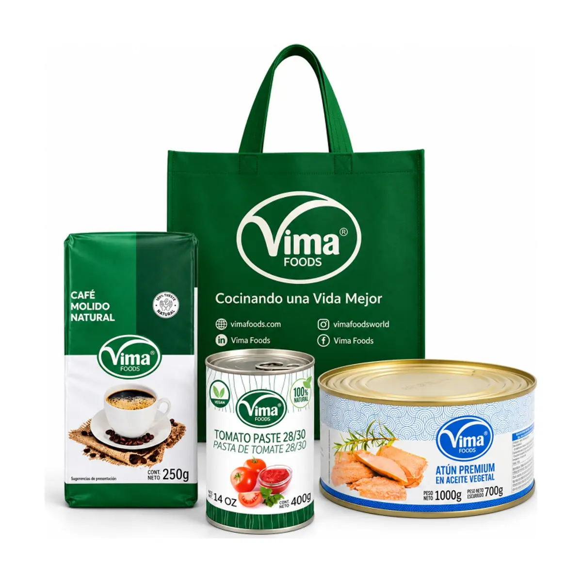 Bolsa Vima + Café molido natural + Pasta de tomate + Atún premium en aceite vegetal - Imagen 1