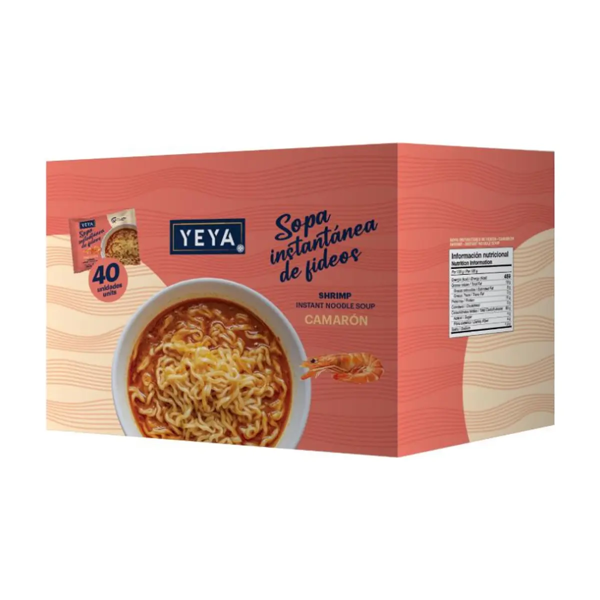Sopa instantánea de fideos con sabor a camarón YEYA (40 x 75 g / 2.6 oz)