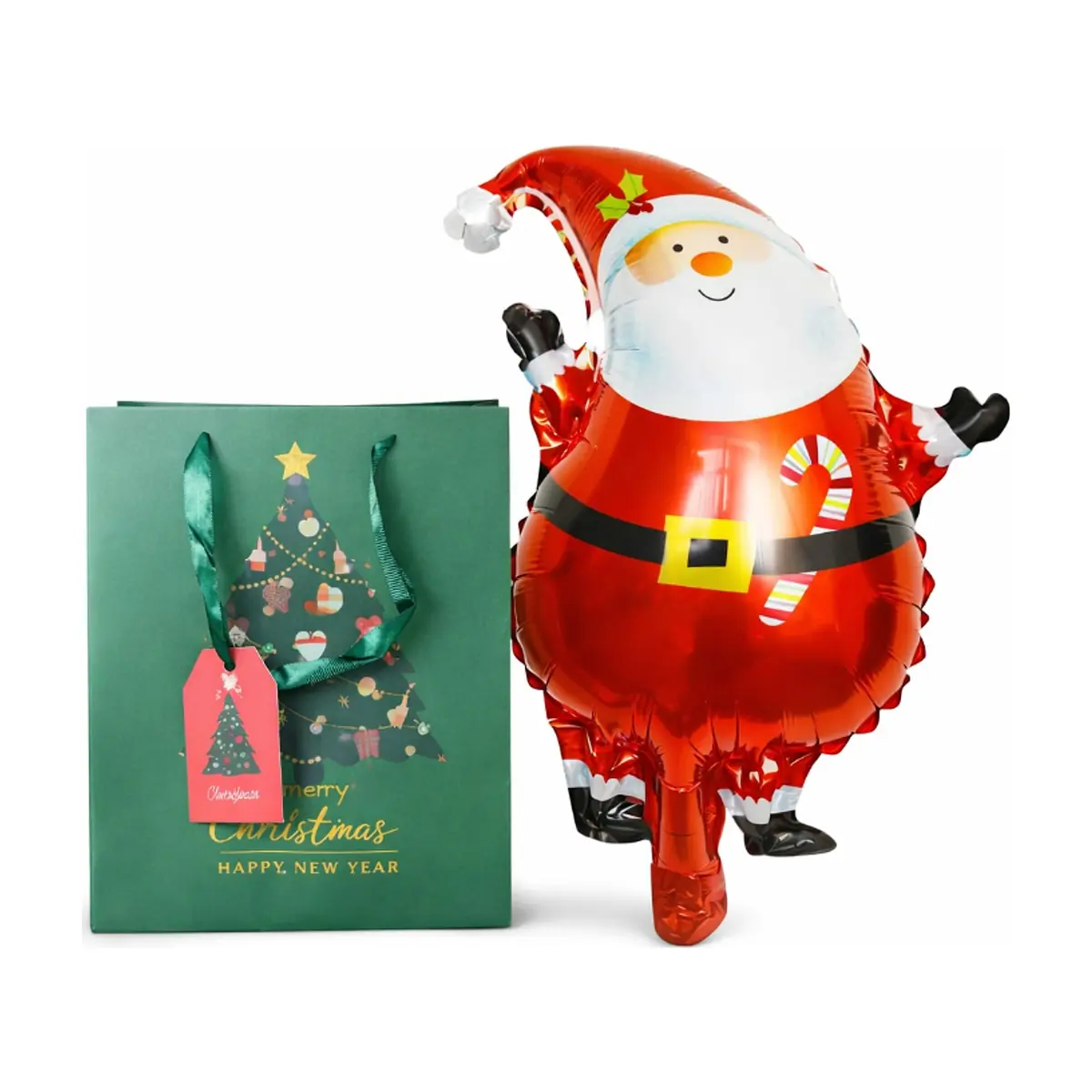 Combo Globo en forma de Papá Noel P53 (39 cm x 28 cm) + 1 Bolsa de regalos Árbol de Navidad P53 (18 cm x 8 cm x 21 cm) - Miniatura 1