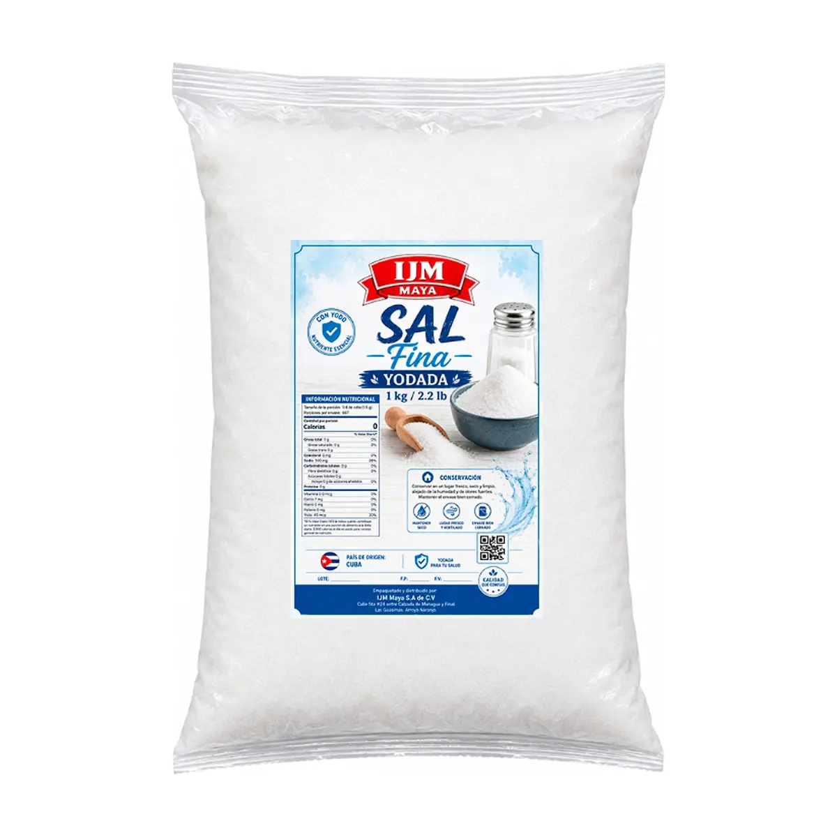 Sal fina yodada IJM Maya (1 kg / 2.2 lb)