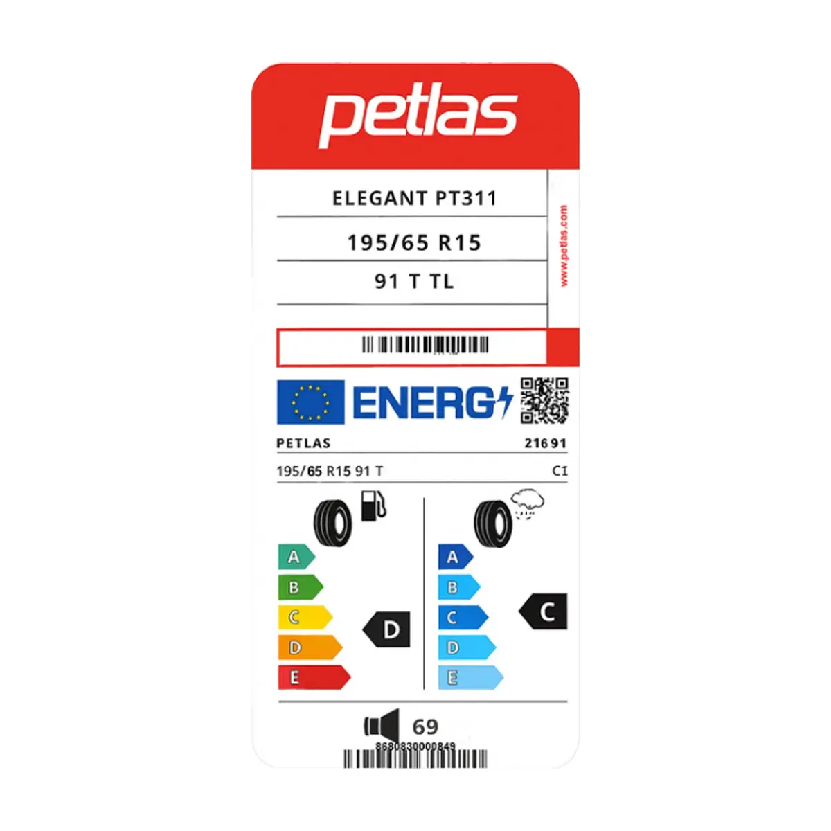 Neumático para autos 195/65 R15 91T TL Petlas ElegantPT311 - Thumbnail 2
