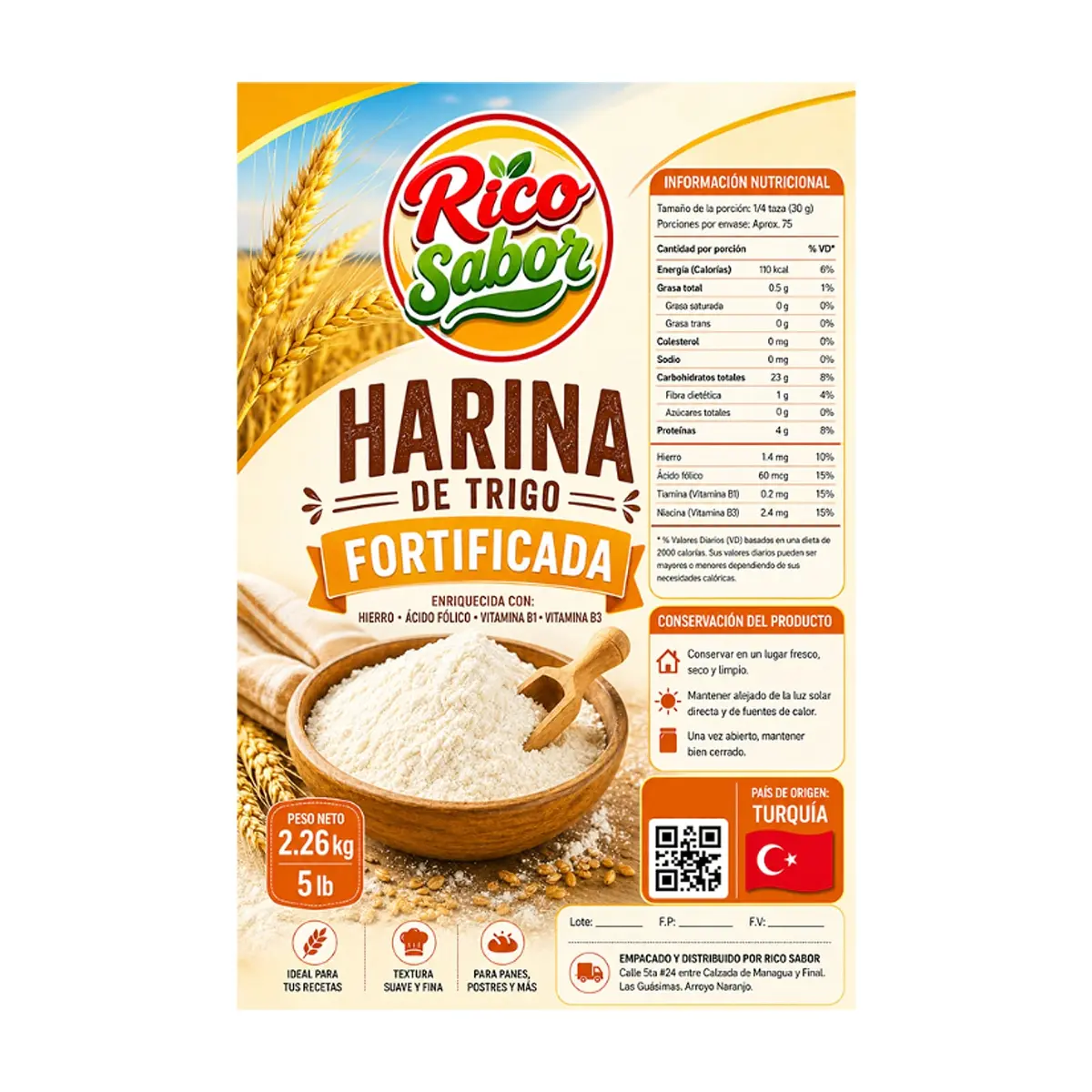 Harina de trigo fortificada Rico Sabor (2.26 kg / 5 lb) - Thumbnail 2
