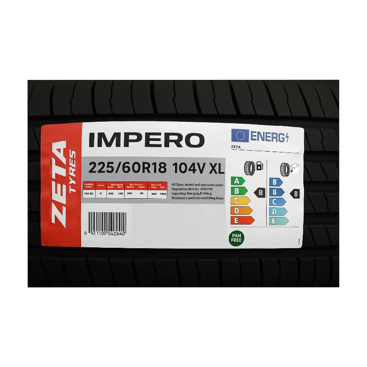 Neumático para autos 225 / 60 R18 Zeta Tyres Impero - Thumbnail 2