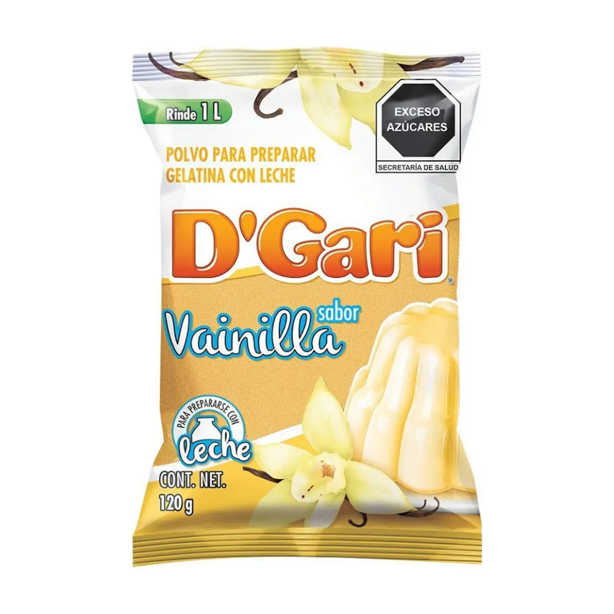 Polvo para preparar gelatina con leche sabor vainilla D´Gari (120 g / 4.23 oz) - Miniatura 1