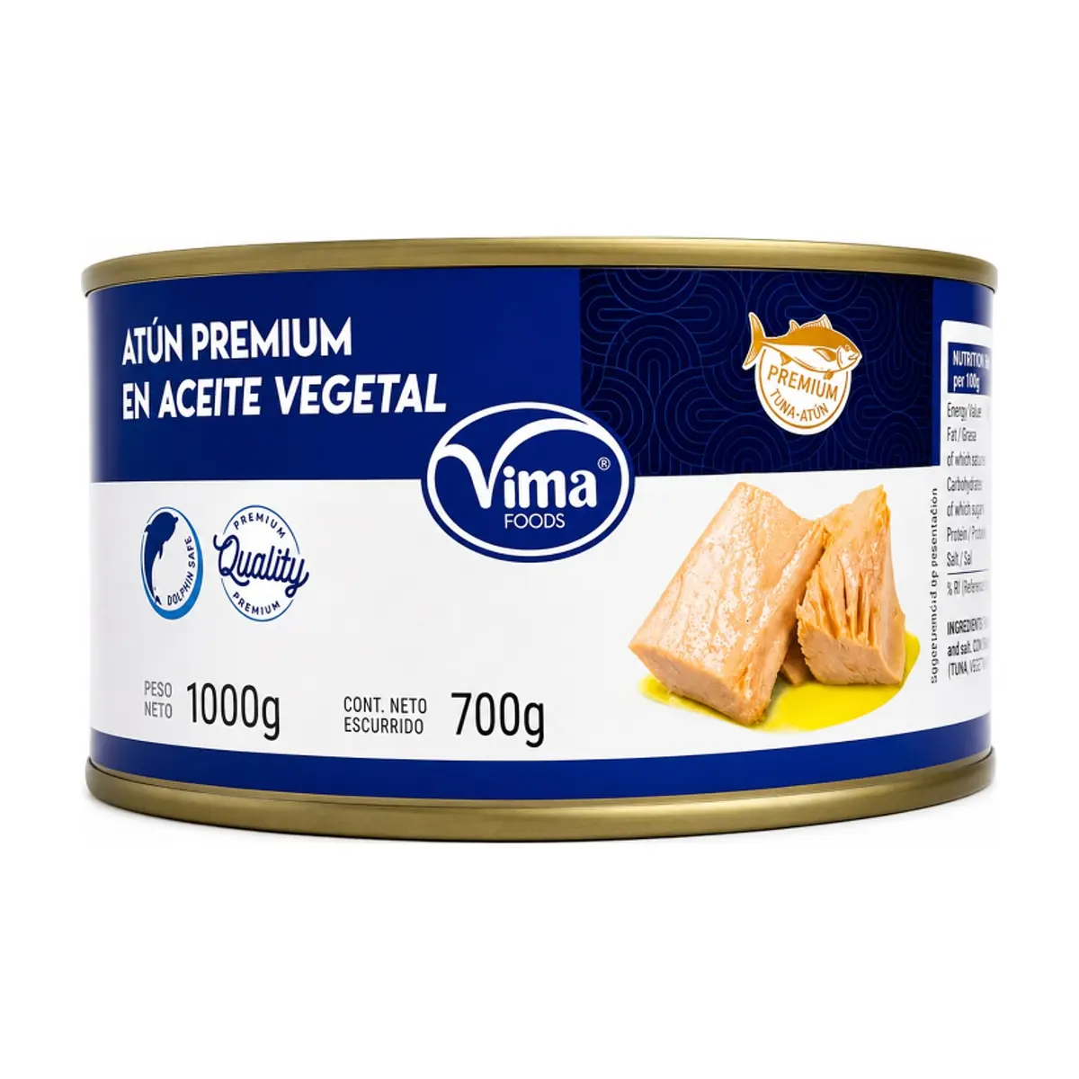 Atún premium en aceite vegetal Vima Foods (1 kg / 2.2 lb)