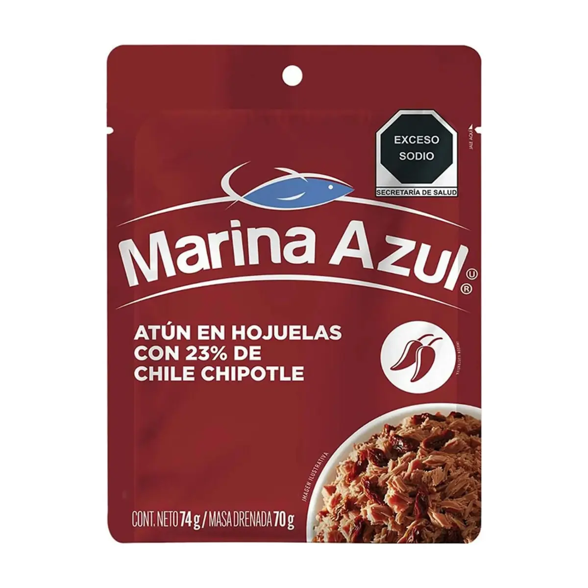 Atún en hojuelas con 23% de chile chipotle Marina Azul (74 g / 2.61 oz)