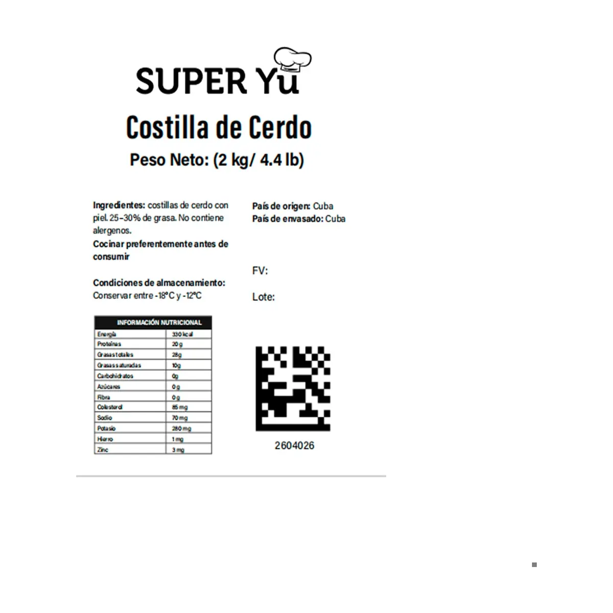 Costilla de cerdo Super Yu (2 kg / 4.4 lb) - Miniatura 3