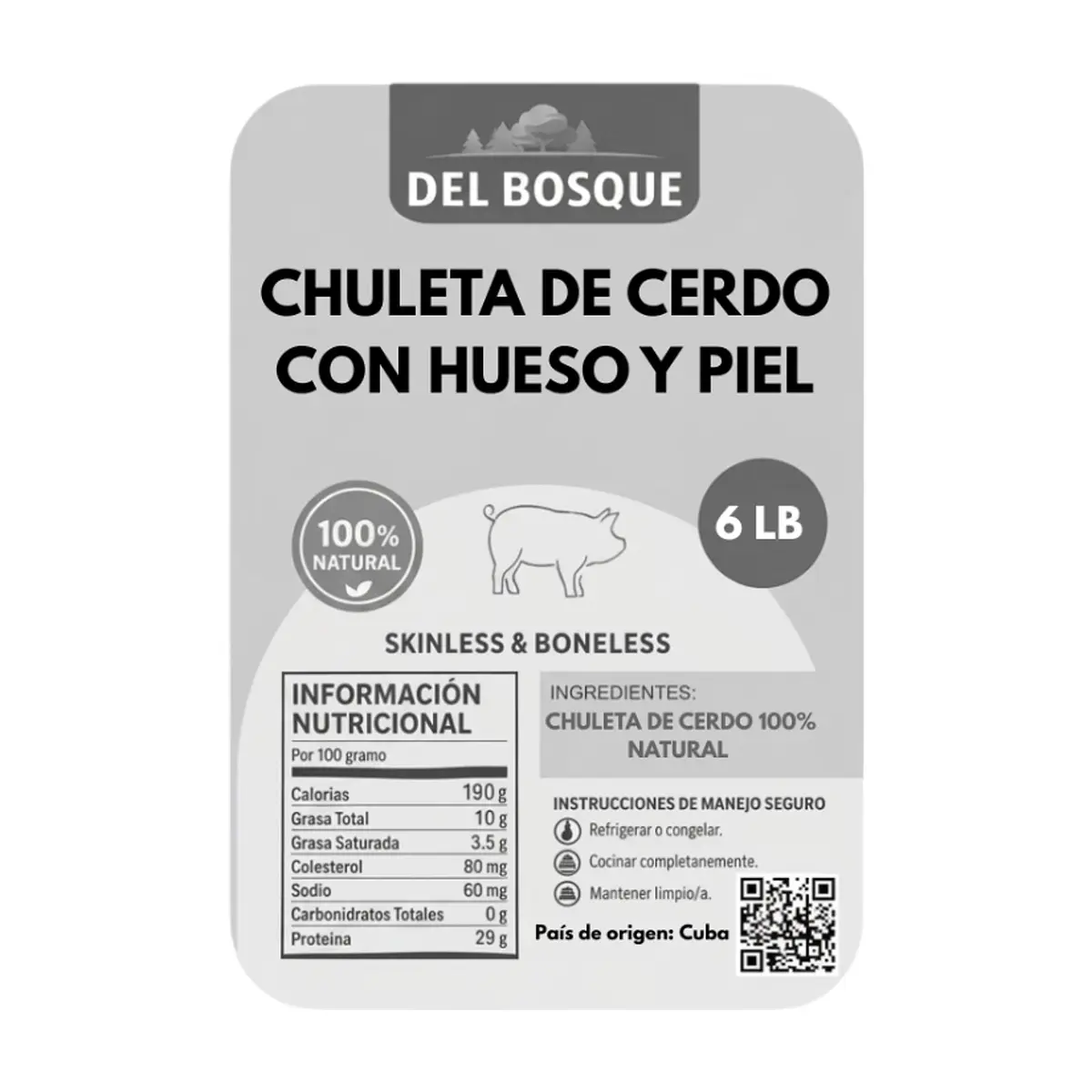 Chuleta de cerdo con hueso y piel Del Bosque (2.72 kg / 6 lb) - Miniatura 3