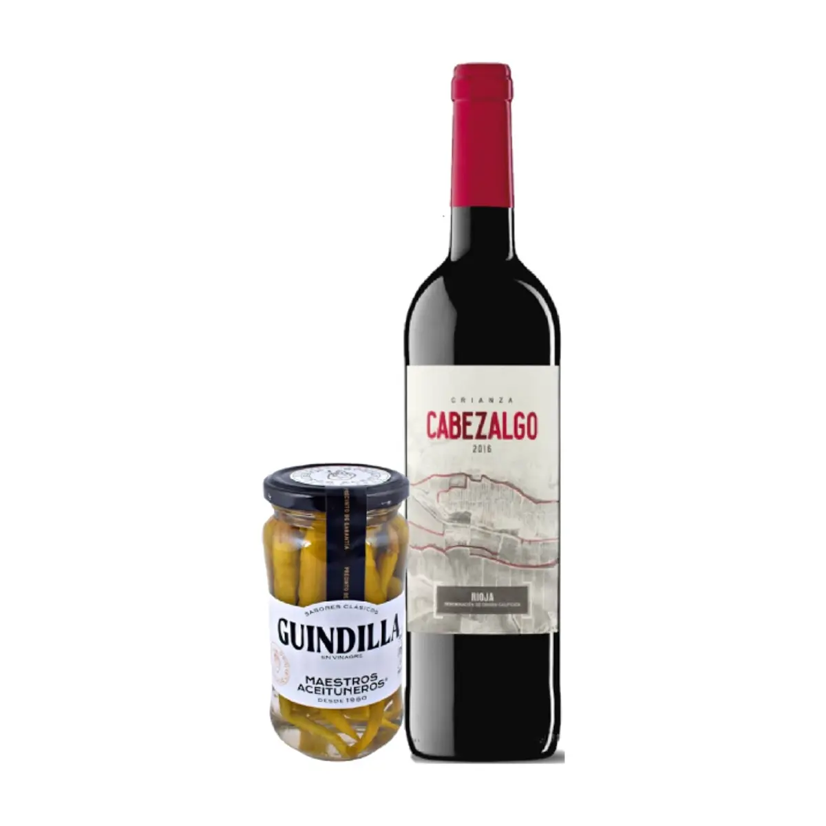 Vino tinto rioja crianza + Guindilla en vinagre