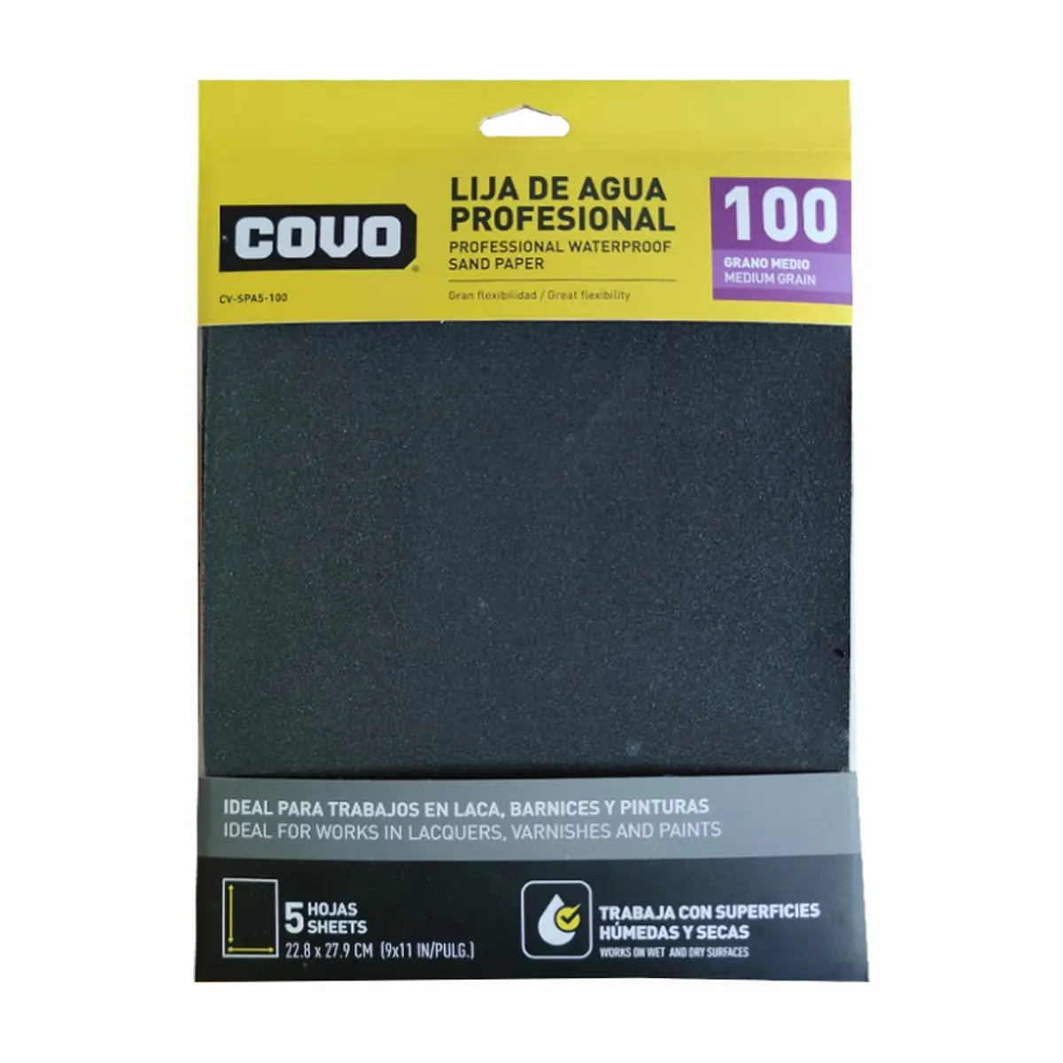 Lija de agua grano No. 100 Covo (5 U)