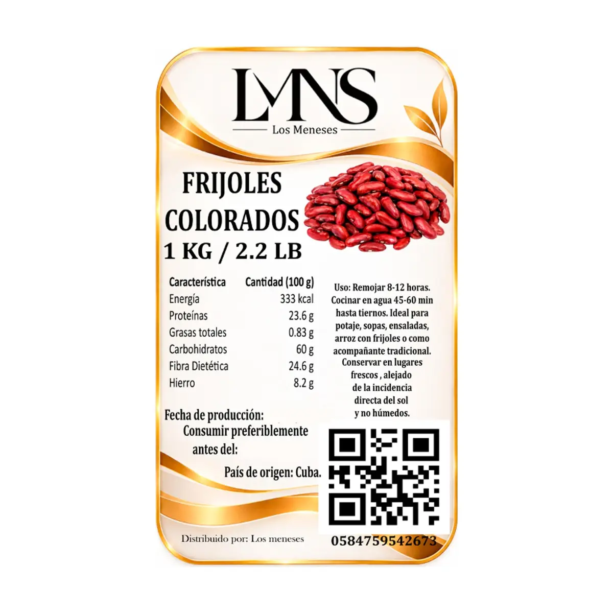 Frijoles colorados Los Meneses (1 kg / 2.2 lb) - Thumbnail 2