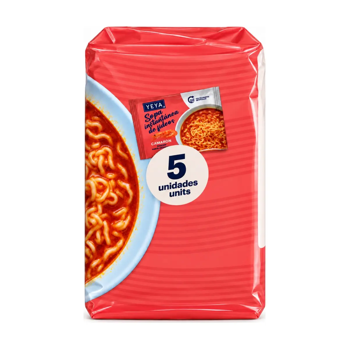 Sopa instantánea de fideos con sabor a camarón YEYA (5 x 75 g / 2.6 oz) - Thumbnail 3