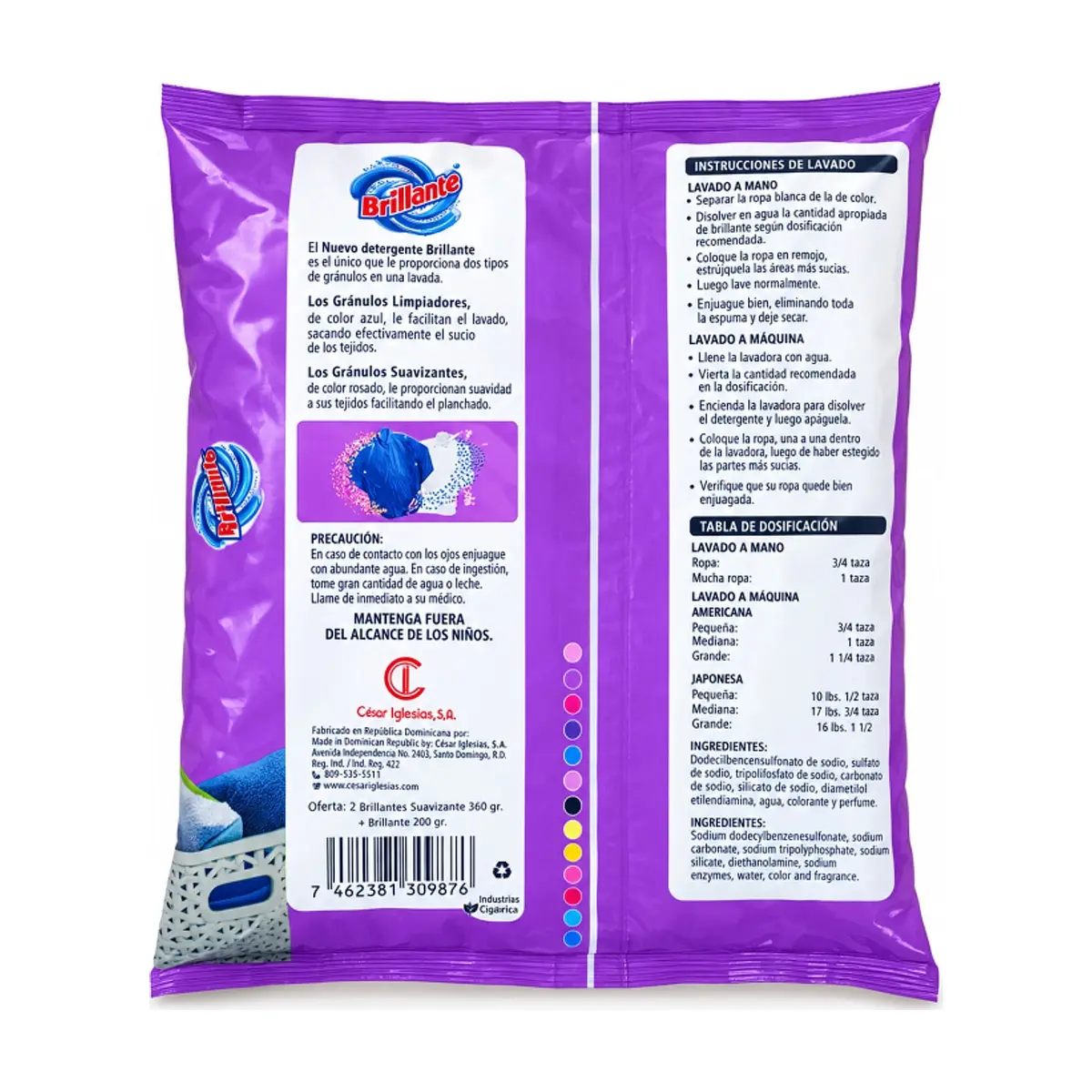 Detergente en polvo con suavizante Brillante (5 x 360 g / 12.70 oz) - Miniatura 4