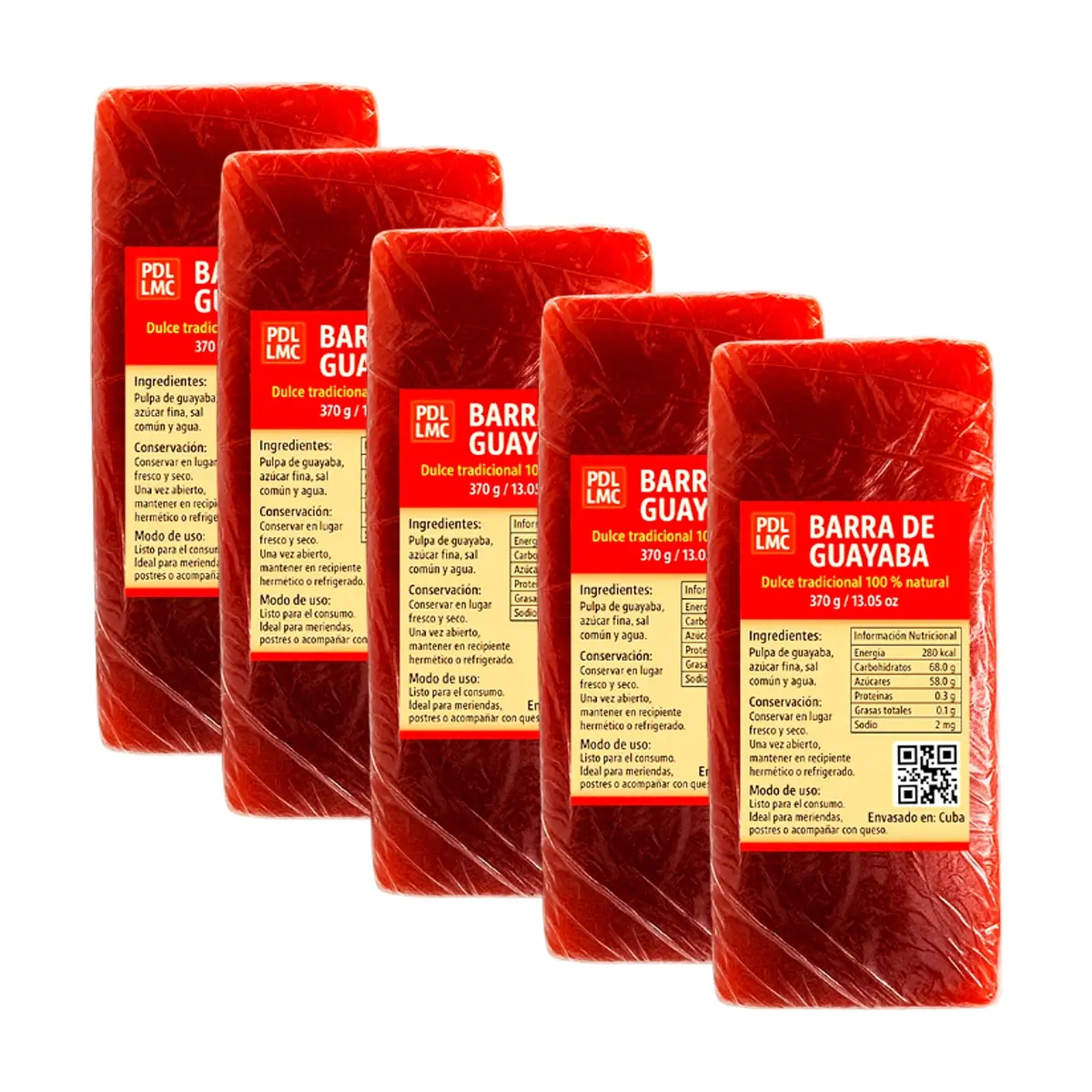 Barra de guayaba – dulce tradicional 100% natural (5 x 370 g / 13.05 oz)