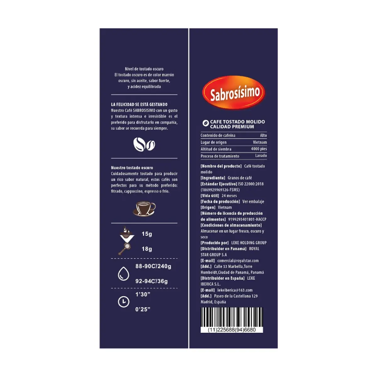 Café espresso tostado y molido premium Sabrosísimo (250 g / 8.81 oz) - Thumbnail 2