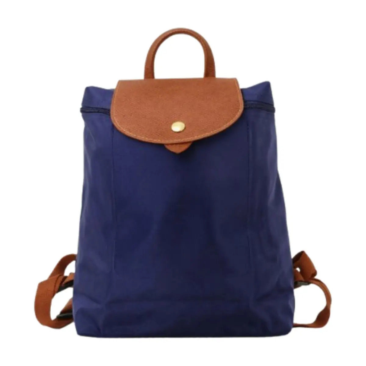 Mochila convertible de nailon azul marino con detalles en camel Isabella