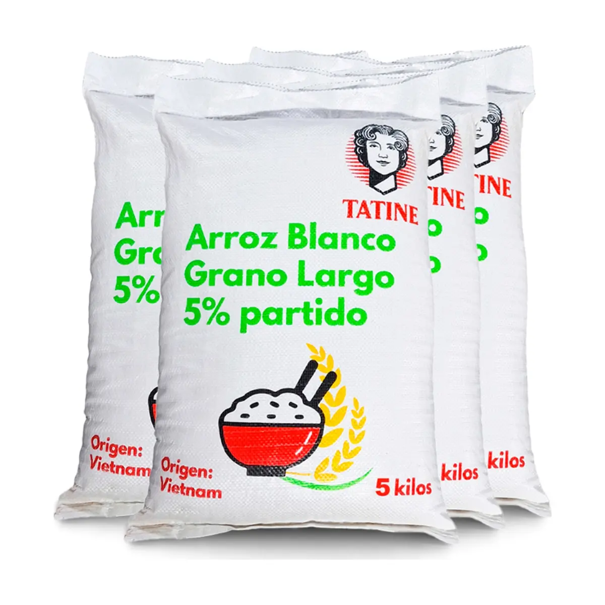 Arroz de grano largo 5% de grano partido Tatine (4 x 5 kg / 11.02 lb)