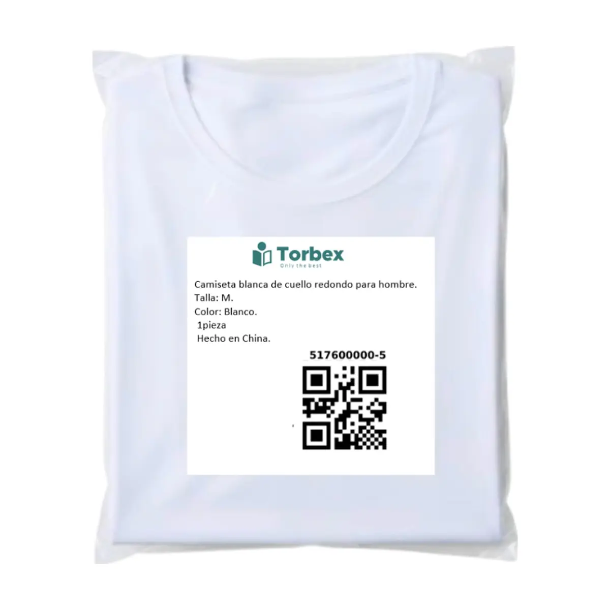 Camiseta blanca de cuello redondo para hombre Torbex (Talla M) - Thumbnail 3