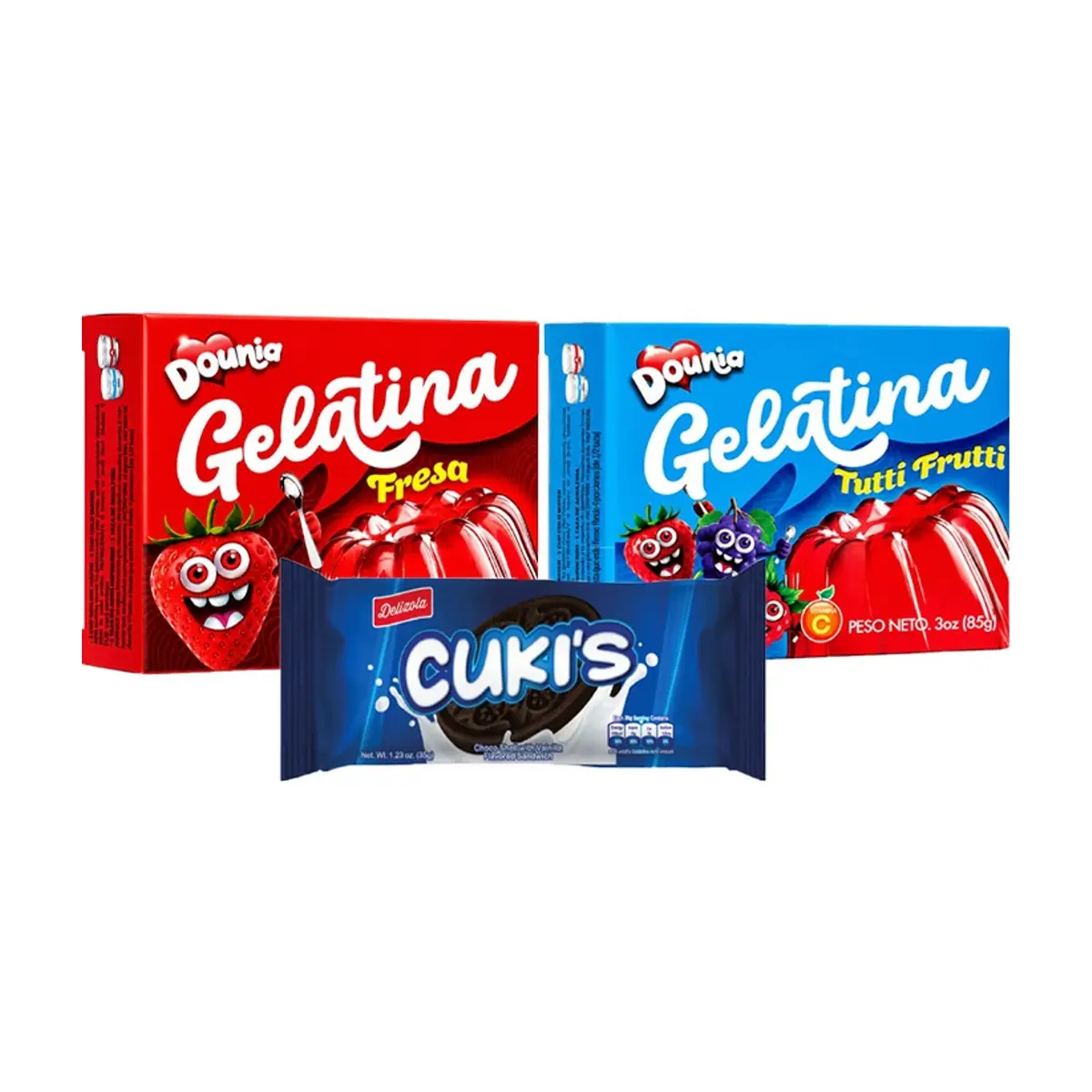 Combo de gelatina de fresa, tut frutii galletas cukis. - Miniatura 1