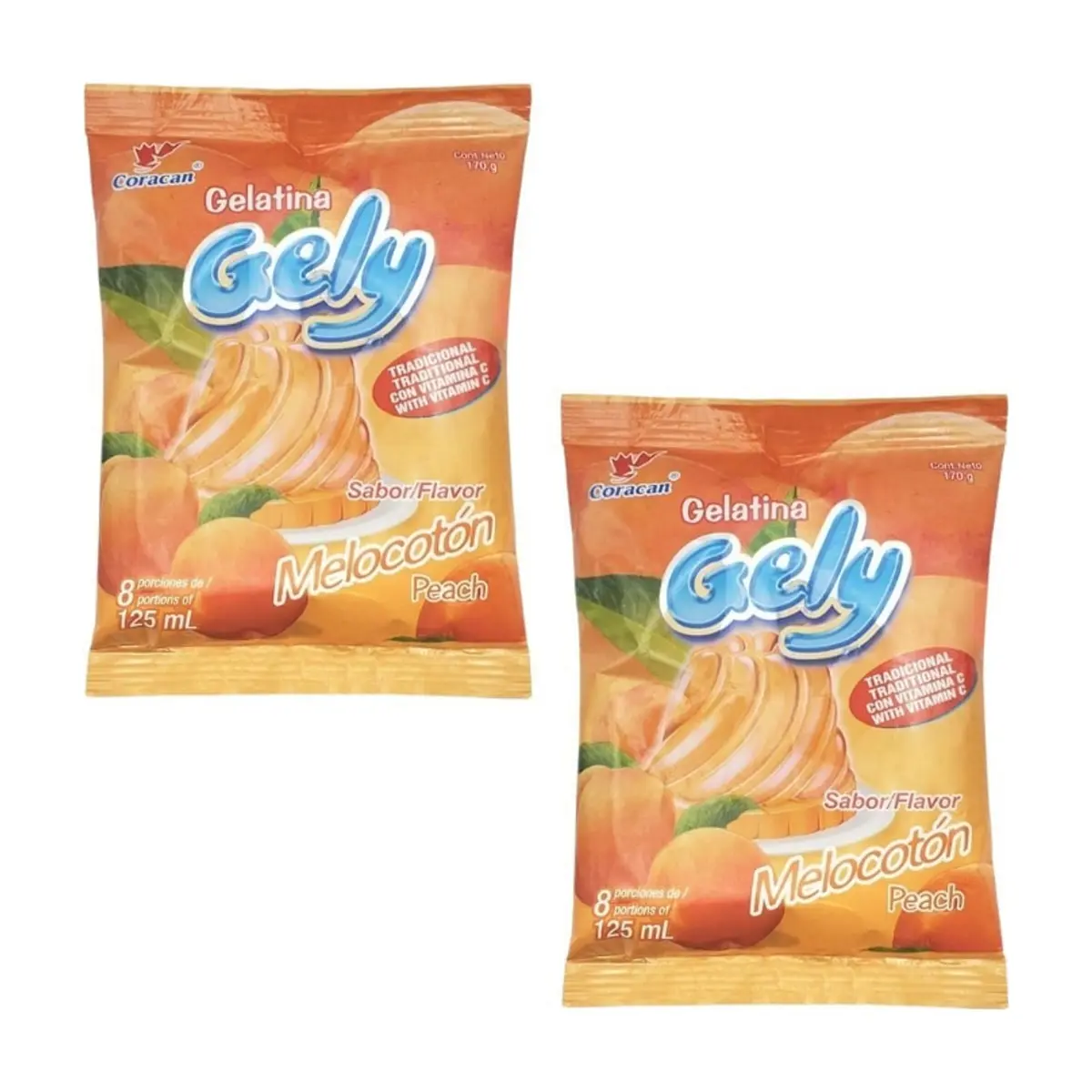 Gelatina sabor melocotón Gely (2 x 170 g / 5.9 oz) - Imagen 1