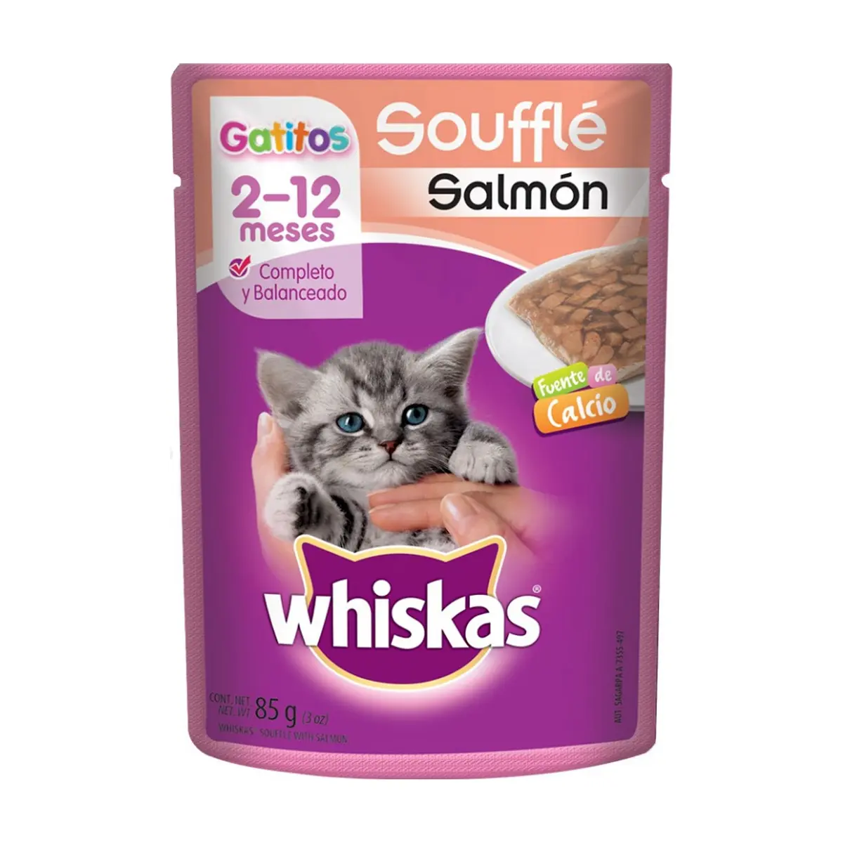Alimento para gatitos de 2 a 12 meses soufflé de salmón Whiskas (85 g / 2.99 oz)