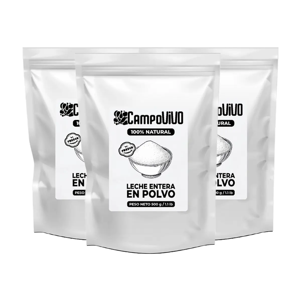 Leche entera en polvo Campo Vivo (3 x 500 g / 1.1 lb)