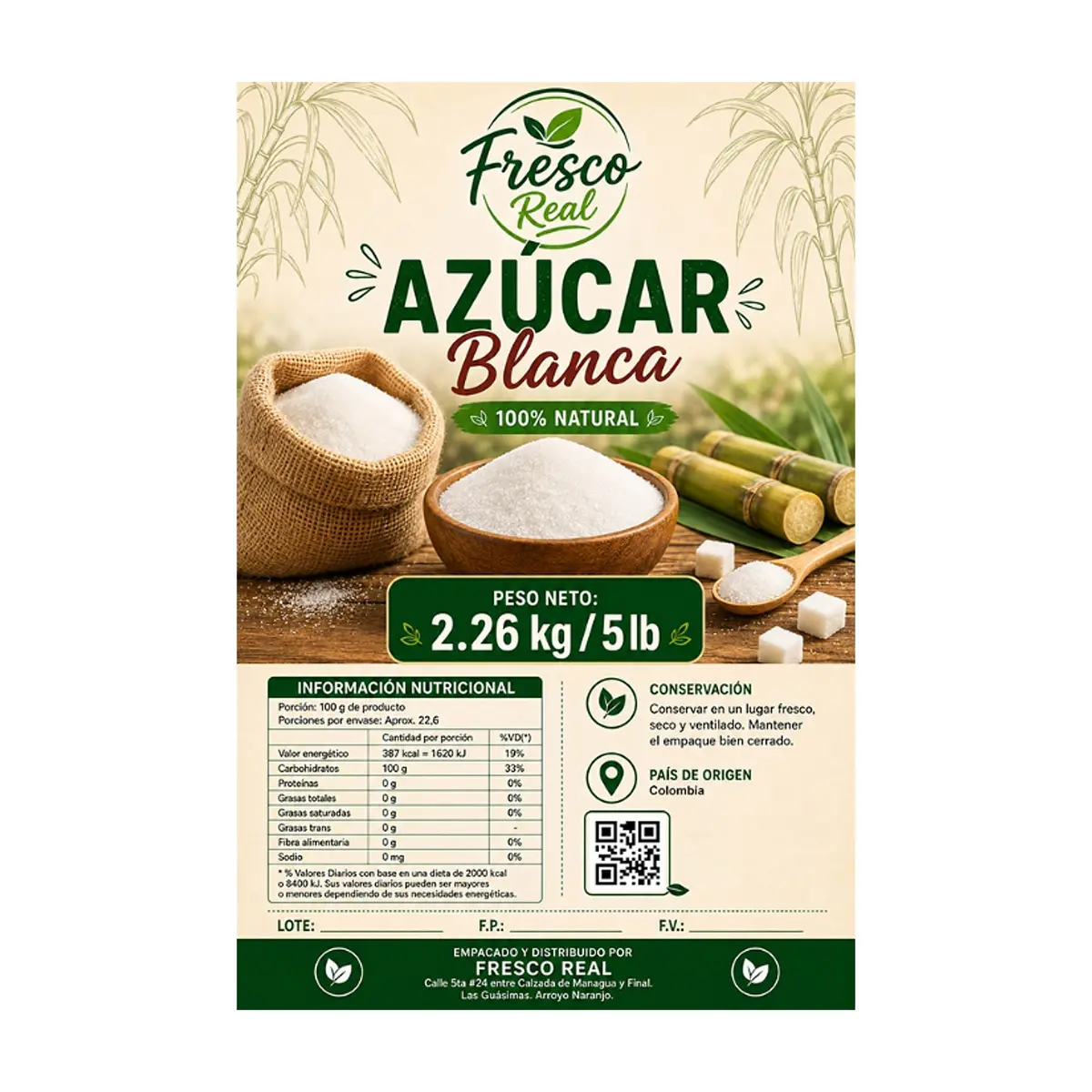 Azúcar blanca Fresco Real (2.26 kg / 5 lb) - Thumbnail 2