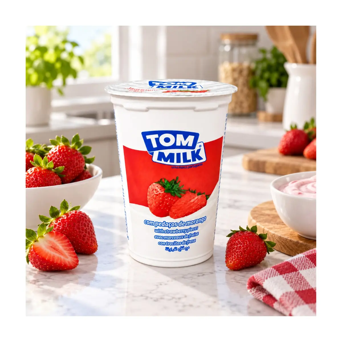 Yogurt pasteurizado sabor fresa con trocitos de frutas Tom Milk (6 x 500 g / 1.10 lb) - Thumbnail 5