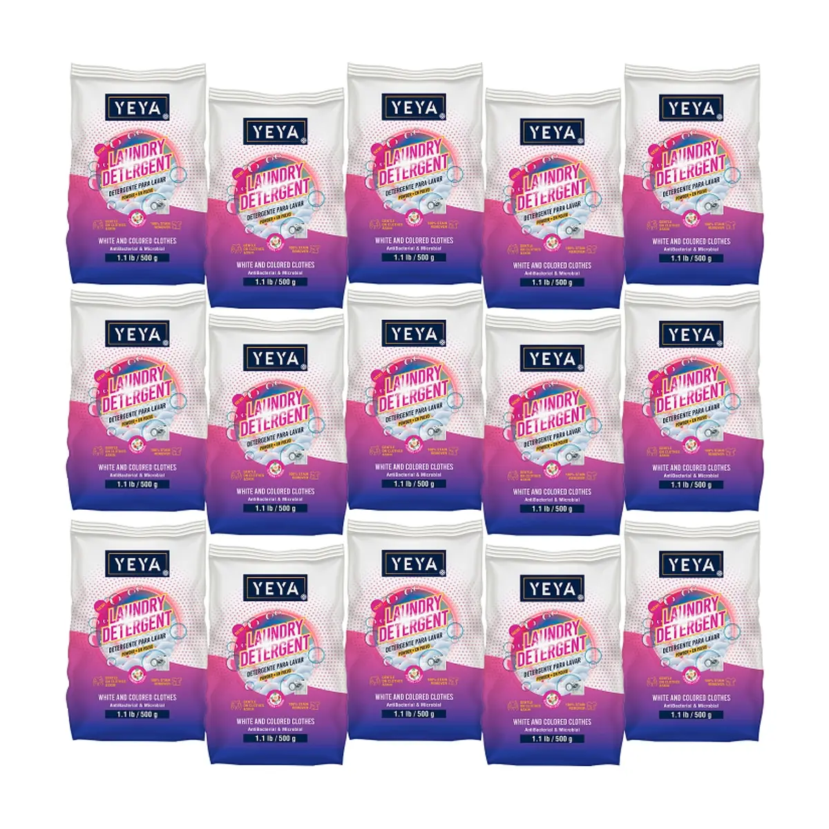 Detergente en polvo con aroma a flores YEYA (15 x 500 g / 1.1 lb) - Miniatura 1
