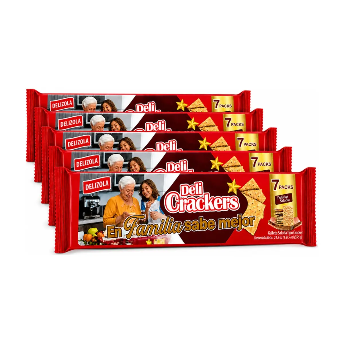 Galletas saladas tipo cracker Delizola (5 X 595 g / 1.3 lb) - Imagen 1
