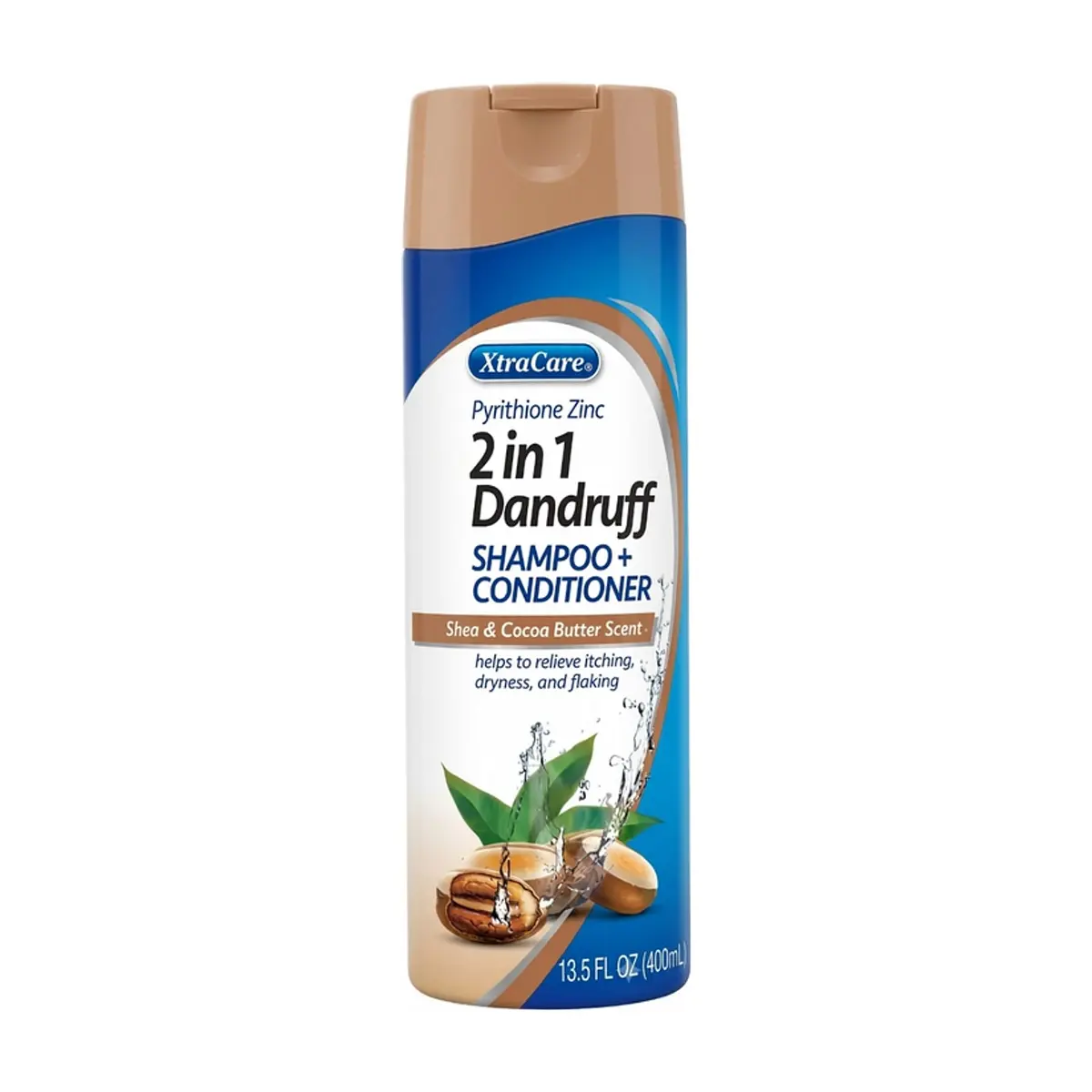Champú + Acondicionador Anticaspa con Piritiona de Zinc aroma a manteca de karité y manteca de cacao 2 en 1 XtraCare (400 ml)