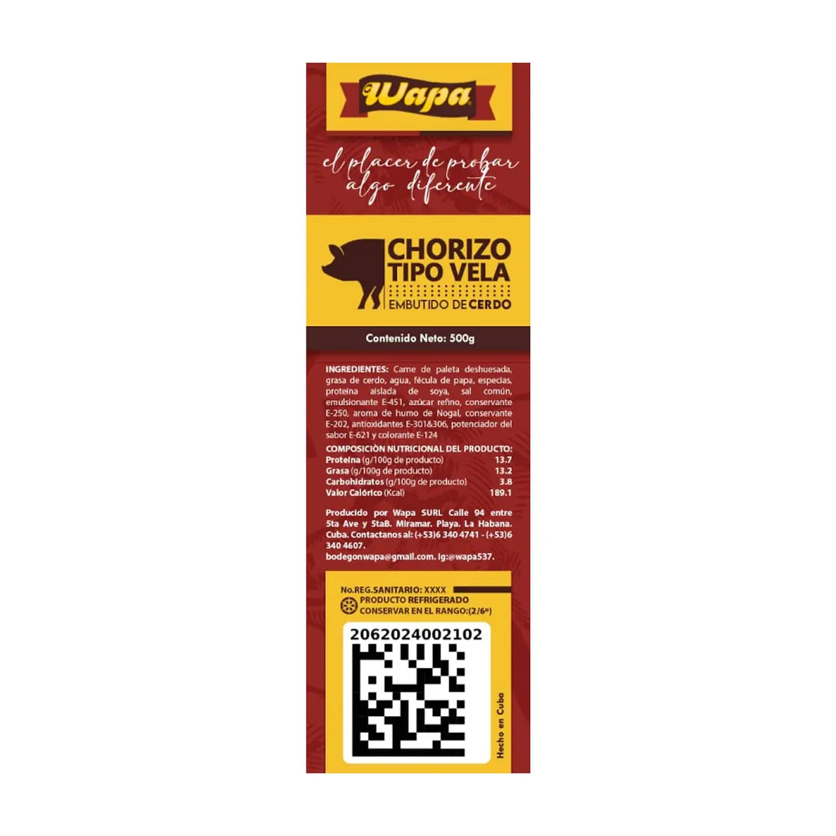 Chorizo tipo vela lasqueado Wapa (500 g / 1.1 lb) - Thumbnail 4