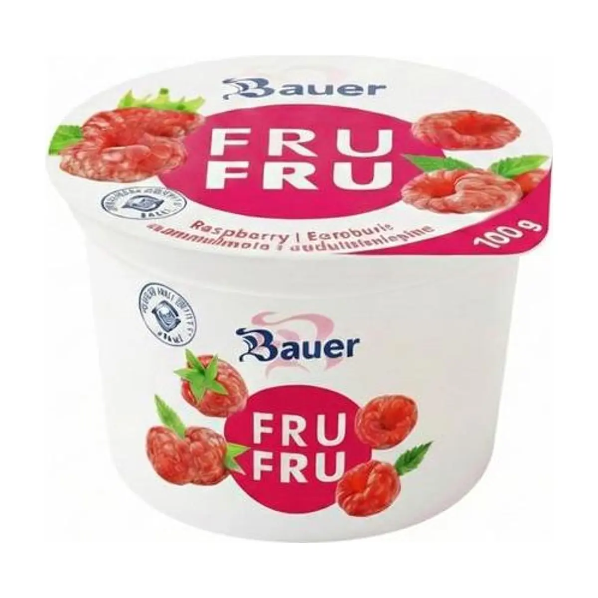 Yogur sabor frambuesa Bauer Fru Fru (100g / 3.53oz)