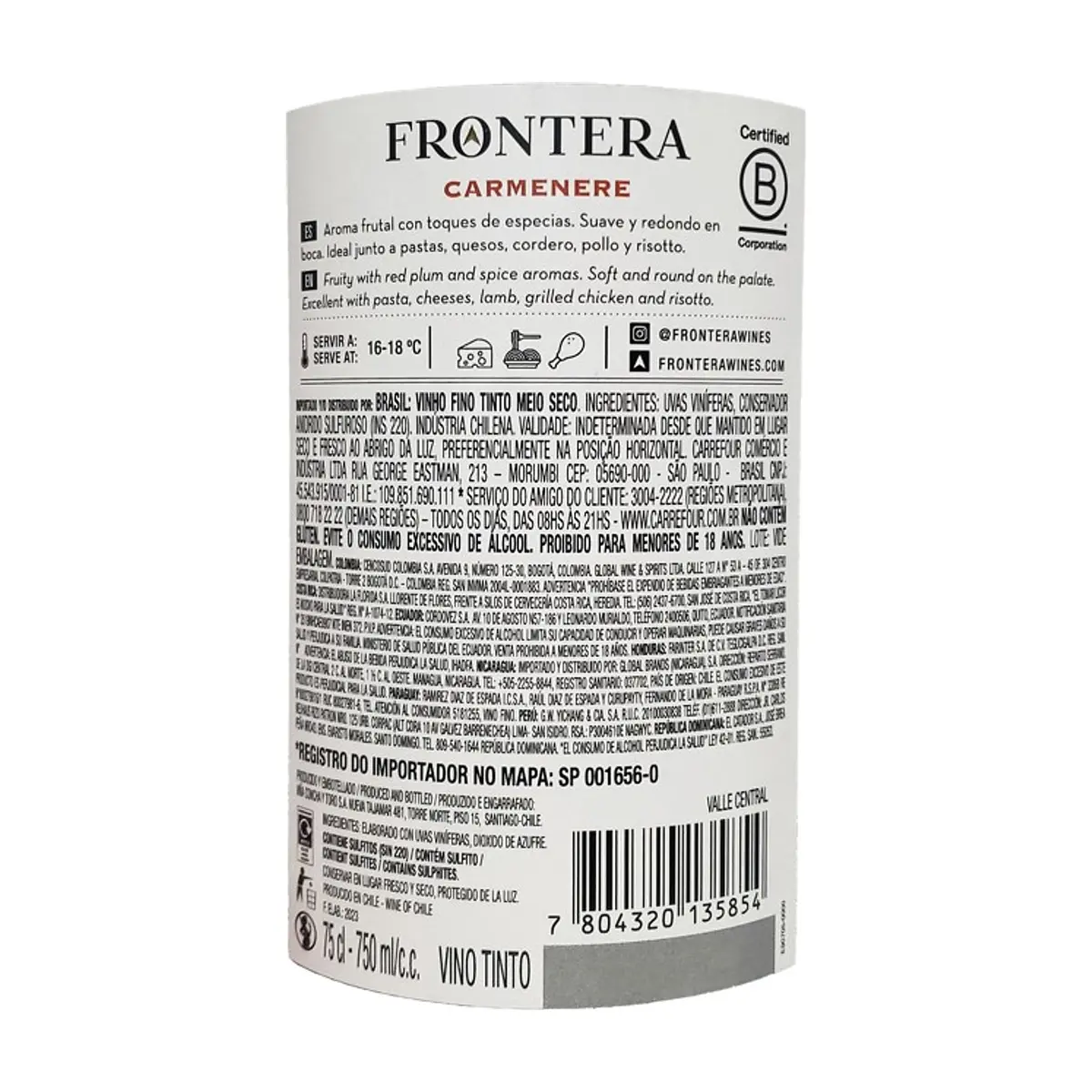 Vino tinto Carmenere Frontera (750 ml) - Thumbnail 7