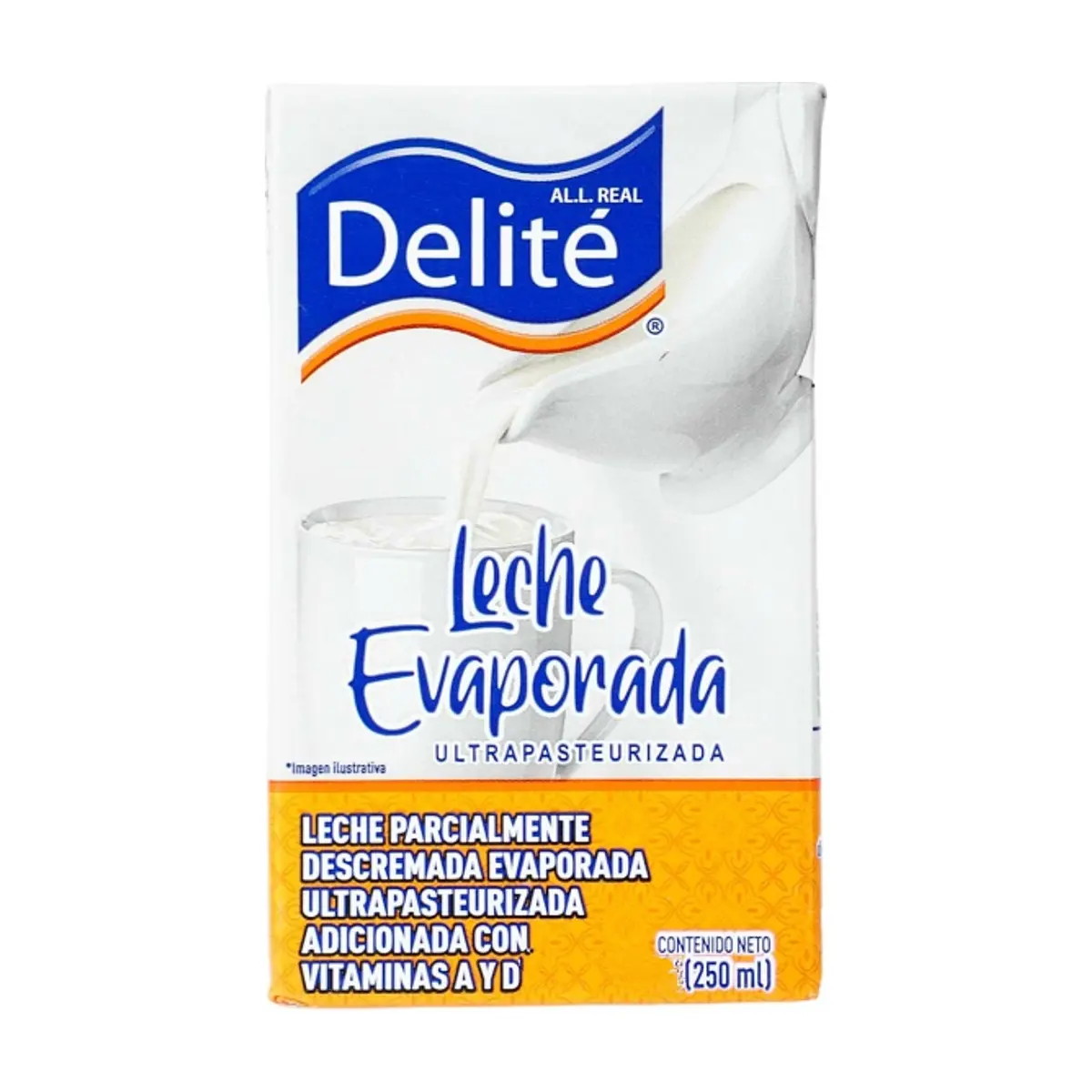 Leche evaporada ultrapasteurizada Delité (250 ml)