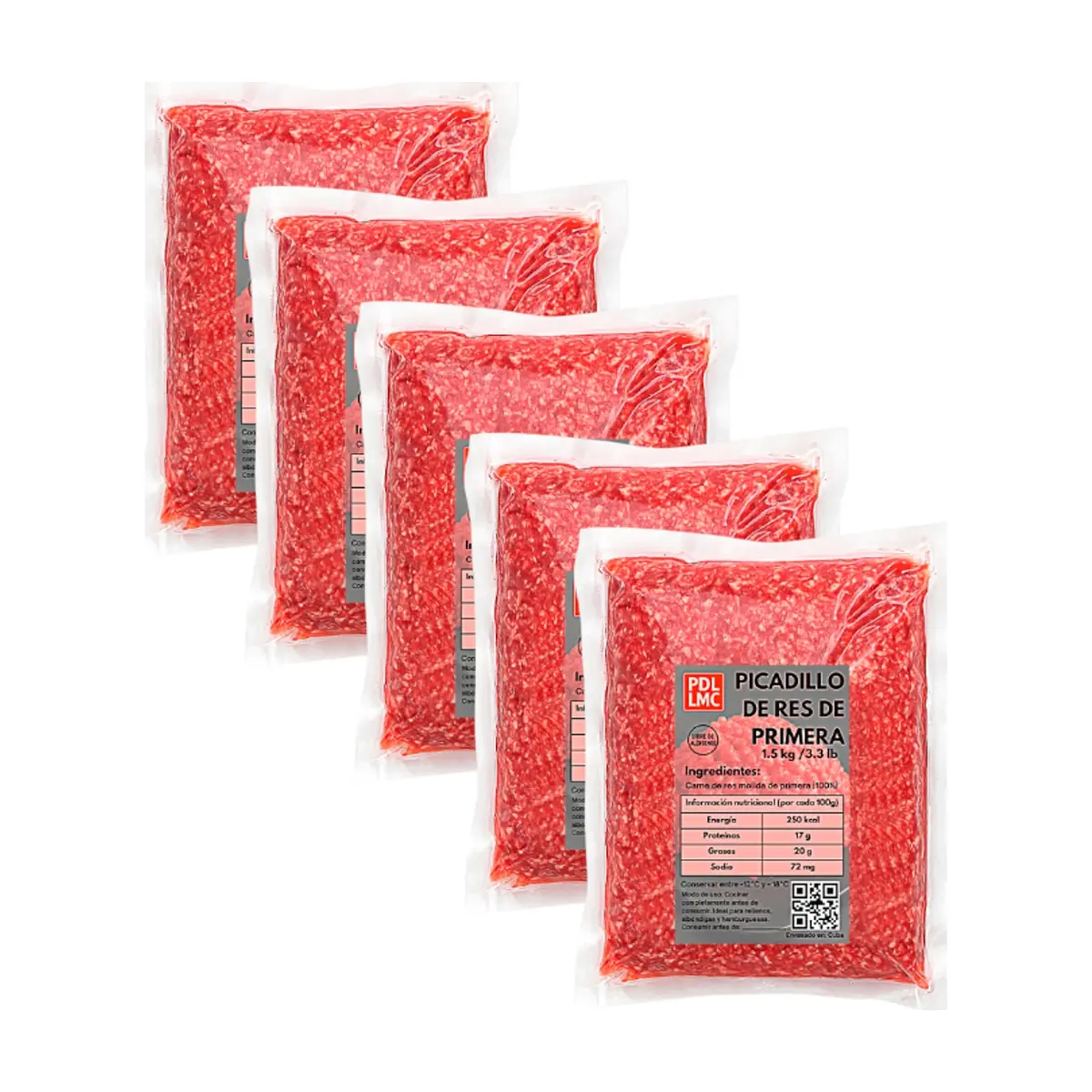 Picadillo de res de primera PDL LMC (5 x 1.5 kg / 3.3 lb)