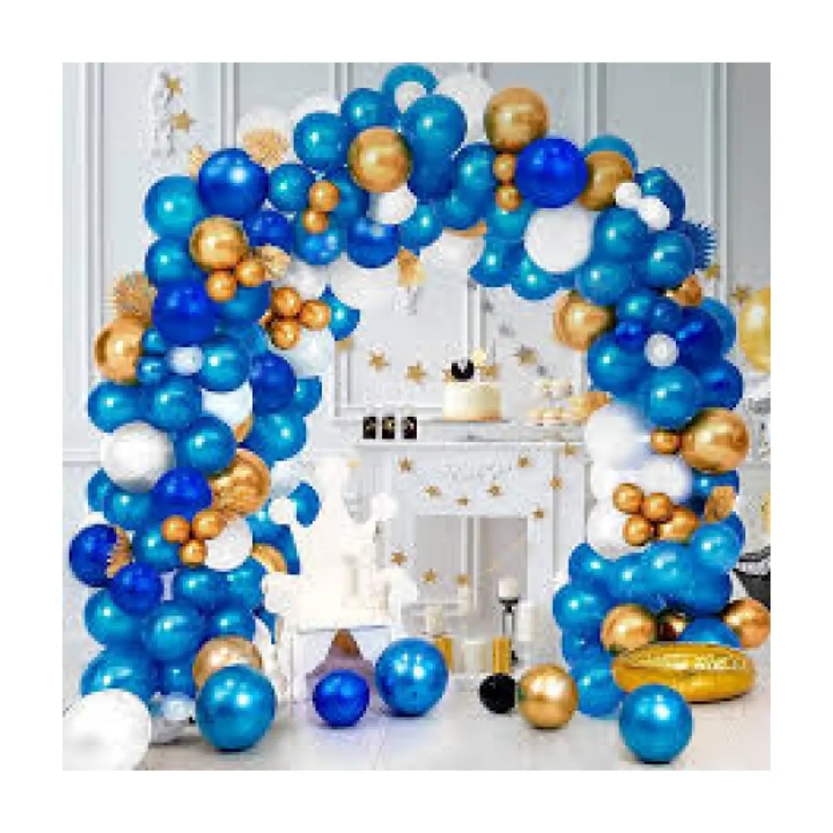 Set de globos redondos azules y dorados (15 U) - Thumbnail 4