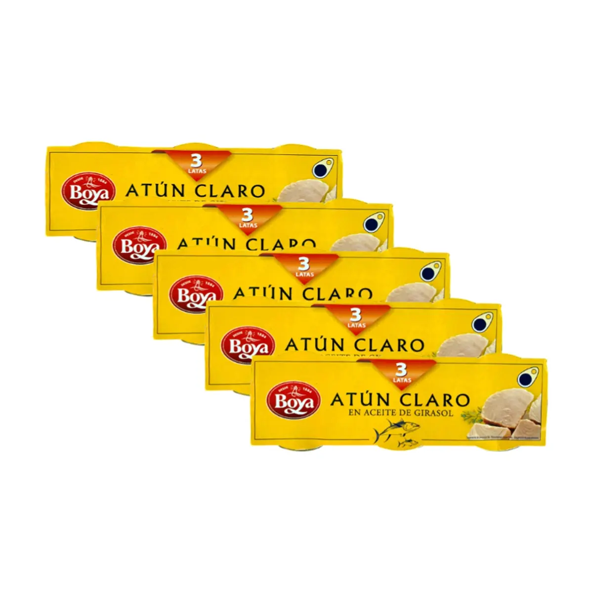 Atún claro en aceite de girasol Boya (5 x 210 g / 7.41 oz) - Miniatura 1